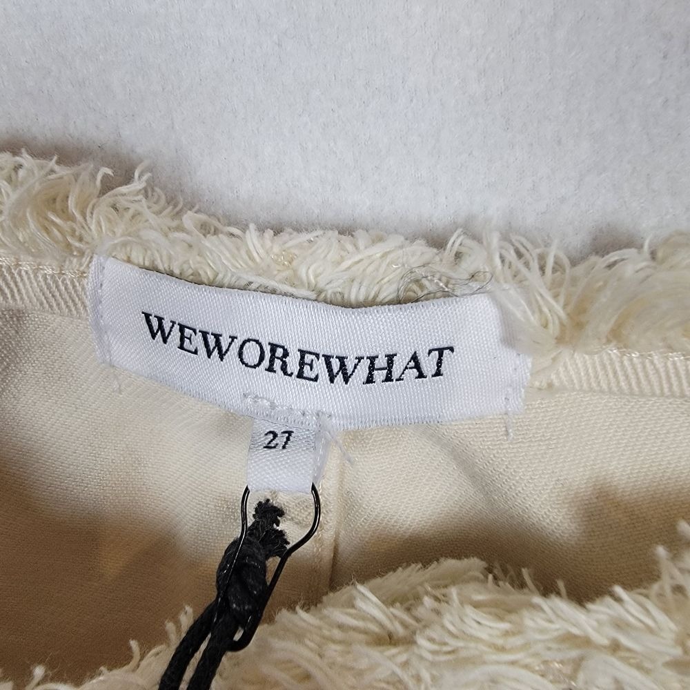 NWT WeWoreWhat Women's Frayed WB Straight Sz 27 Twill Denim Classic White - Picture 3 of 12